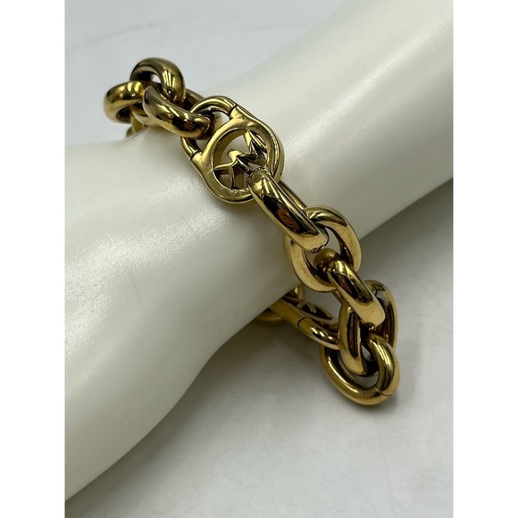 Michael Kors Gold-Tone Link Padlock Toggle Bracelet - Picture 6 of 10